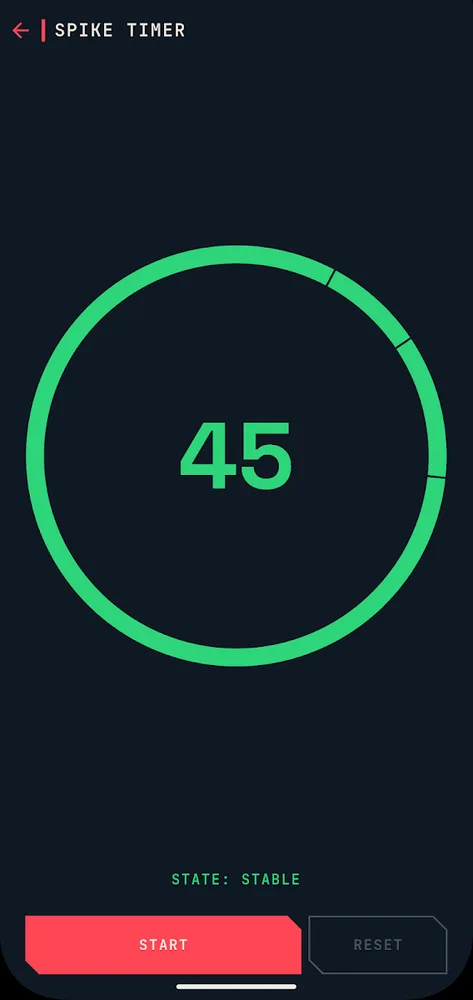 Valoutily Spike timer screen